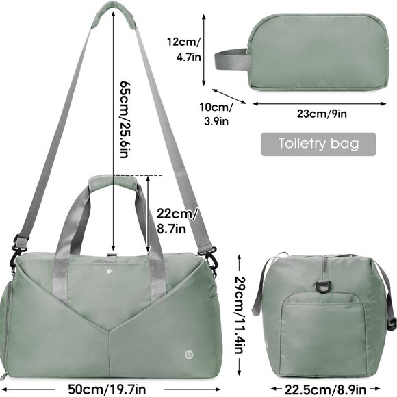 20" Gym Duffel Bag with Wet Pocket Shoes Compartment Portable Overnight Weekende - Picture 5 of 7